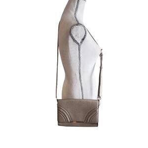 Women's Gold/Gray Metallic Faux Leather Crossbody Bag